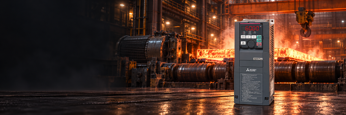 Mitsubishi FR-A800 Plus heavy steel processing application
