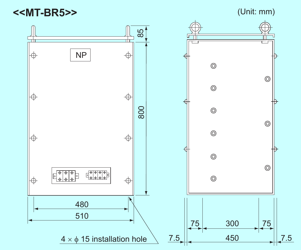 MT-BR5-H75K resistor unit — Mitsubishi catalog outline drawing